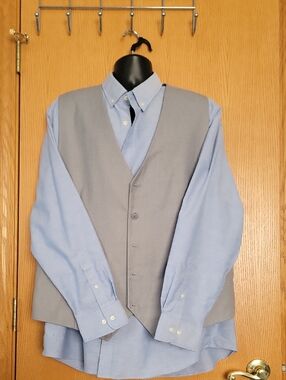Port Authority Light Blue Dress Shirt with Navy Labels